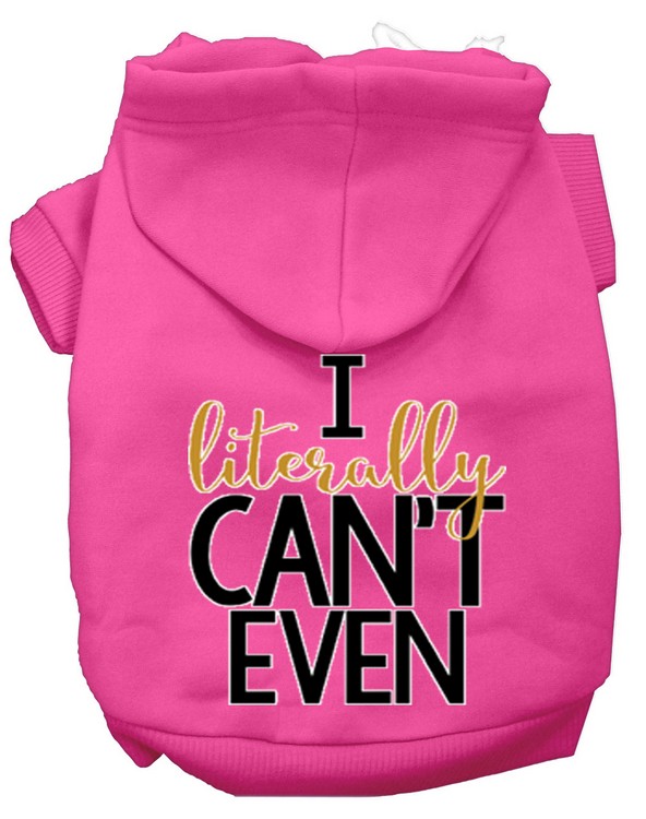 Literally Can't Even Screen Print Dog Hoodie Bright Pink XL